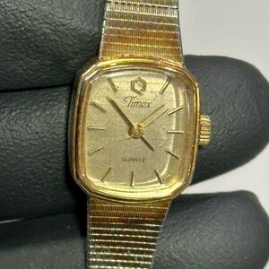 Timex Q T-Cell Vintage Gold-Tone Stainless Steel 16mm Tank Watch